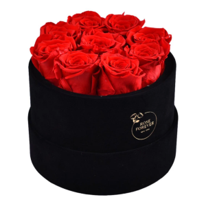 RED ROSES - ROUND BLACK BOX