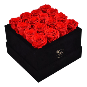 RED ROSES - BLACK SQUARE BOX