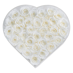 WHITE ROSES - CRYSTAL HEART BOX