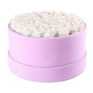 IVORY ROSES PINK ROUND SUEDE BOX