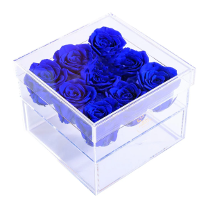 BLUE ROSES - SQUARE CRYSTAL BOX